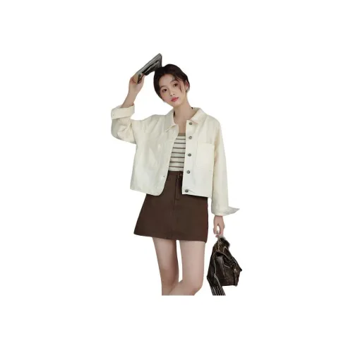 HTHK Белый Женские Джинсовые Куртки