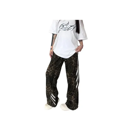 MGXEK Леопардовый принт Унисекс Джинсы