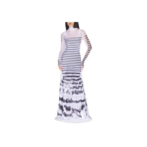 Jean Paul Gaultier Длинное платье с длинными рукавами женское синее