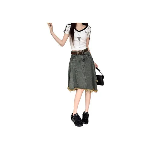 YEARNED Деним Длинная Юбка Женская