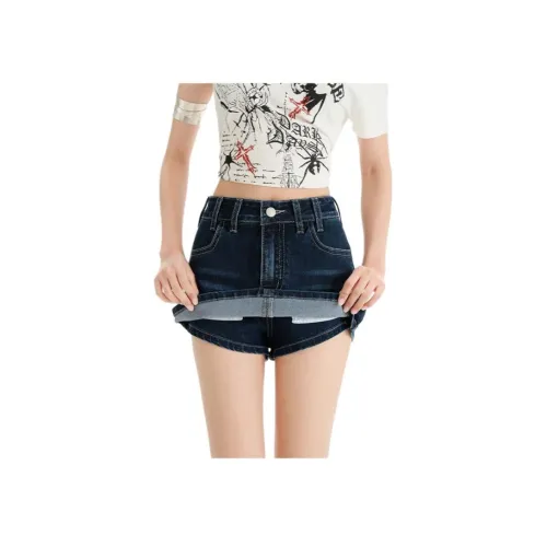Concubine Zhu Джинсовые короткие юбки Женские Темно-синий