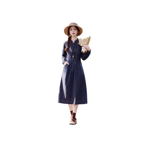 CHUNSHIMAN Женские Длинные Платья с Длинными Рукавами