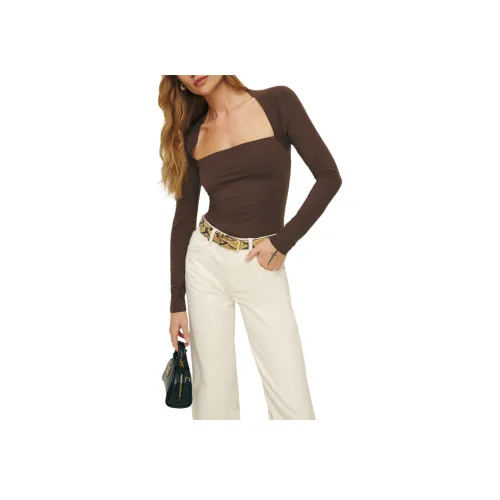 Reformation T-рубашка женская цвет кофе