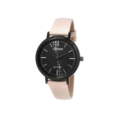 CITIZEN Eco Drive Series Светильник Кварцевый механизм Кожаный ремешок Часы 36,5 мм Женские часы Черный циферблат
