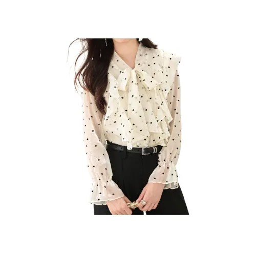 Lan Miao Белый Женские Шифоновые Рубашки