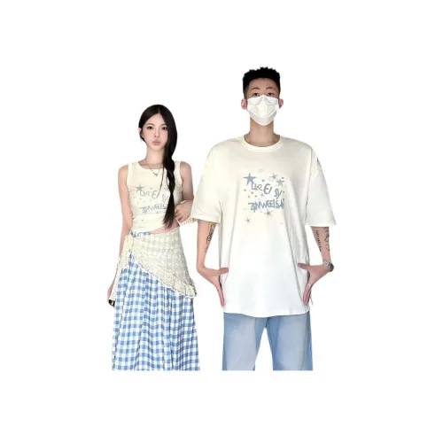 QYPRF Белая одежда для пары Мужская футболка + Женские комплекты в тон