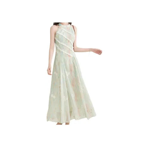 AFGGD Зеленые Женские Платья без рукавов