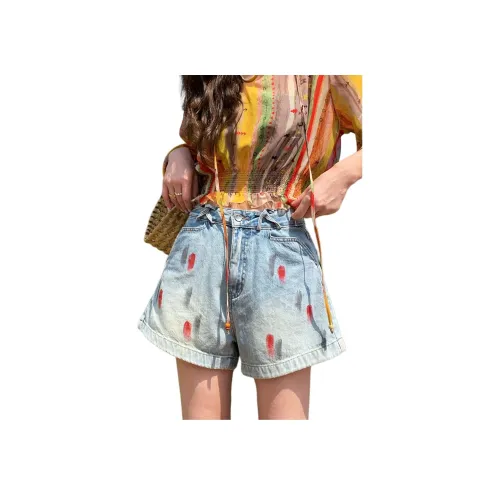 NANING 9 Светло-синие Женские Джинсовые Шорты