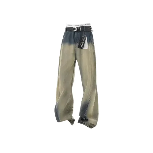 VIPGOOSE Градиент Желтый [Высокое качество] Унисекс Джинсы