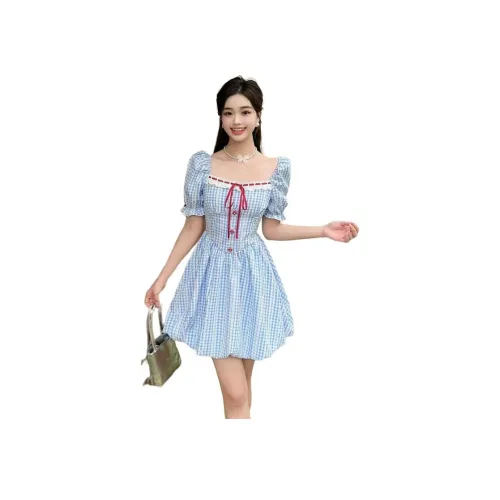 QIAOMONVHAI Короткое платье с короткими рукавами женское