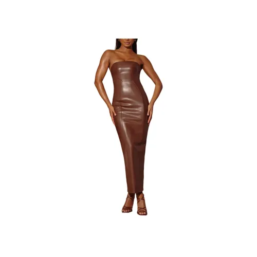 OH POLLY ASA Без рукавов Платье Женское Коричневый Коричневый