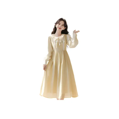 HUICUIGE Длинное платье с длинными рукавами женское