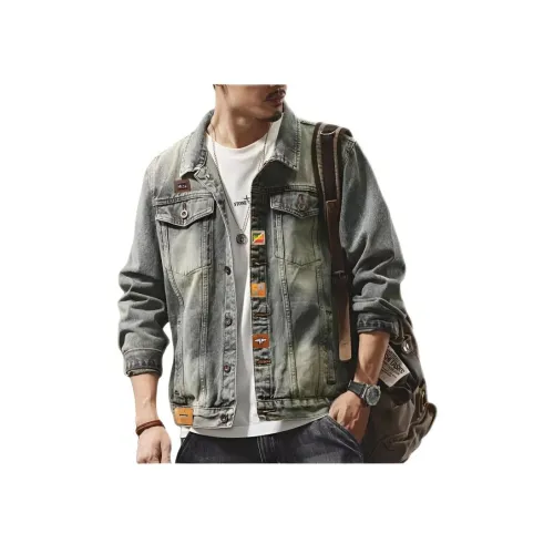 TONYBEAR Ink Splatter Worn Stylish Lapel Loose Fit Jacket Men's