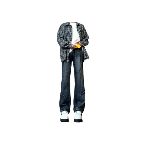 UPXIW Джинсы Унисекс Павлин Синий