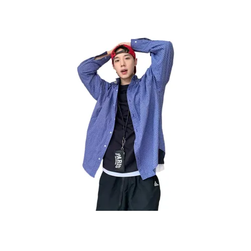 PISYPOX Blue Unisex Shirts PISYPOX Синий Унисекс Рубашки