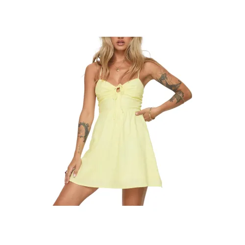 PRINCESS POLLY TASSOS Мини Платье Slip Платье Женское Лимон Лимон