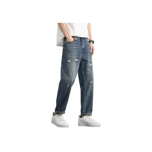 BAOMIKA Светло-выстиранный цвет, синий, унисекс, джинсы