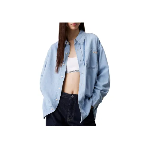 Calvin Klein Рубашка Европейская версия Женская Светлый Джинсовый