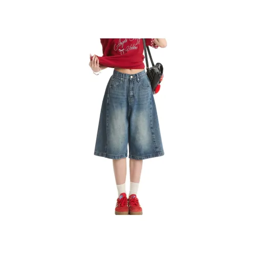 PISYPOX Синие Унисекс Джинсовые Шорты