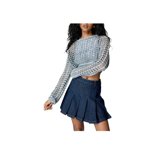 NASTY GAL Открыто Knit Cropped JUMPER Трикотаж Женский Серый