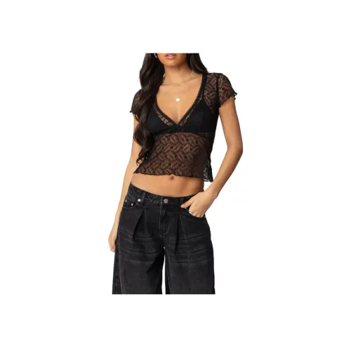 Edikted Julie Прозрачный Кружевной Топ CROP TOP Женский