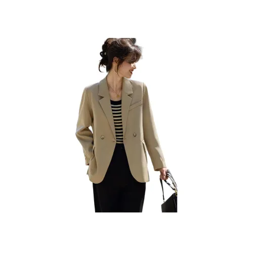 Like The Age Of Water Осенний Бархат Feel Пальто Облегающий крой Женские Кофе