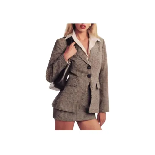 REFORMATION Бизнес-костюм женский коричневый узор "гусиная лапка"