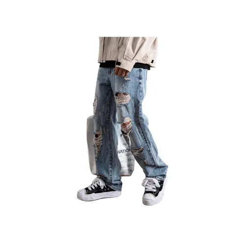 KUXIANSENWENYI Синие унисекс джинсы