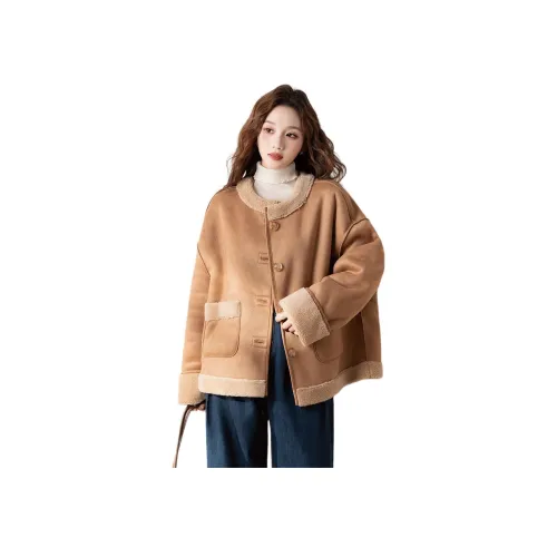 Tonlion Вельвет Feel Пальто Женское Хаки Коричневый