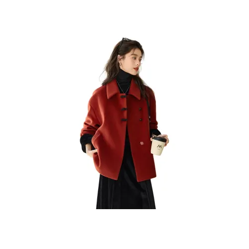 Mo Han Yi Mei Куртки и Пальто Женские Кирпично-Красный