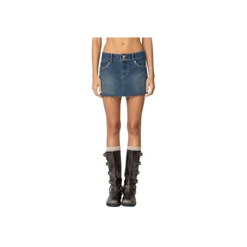 Edikted Tess Studded Denim Mini Skirt Джинсовые короткие юбки Женские