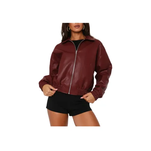 WHITE FOX Might Cause Trouble ПУ (полиуретан) Bomber Куртка Кожа Куртка Женские