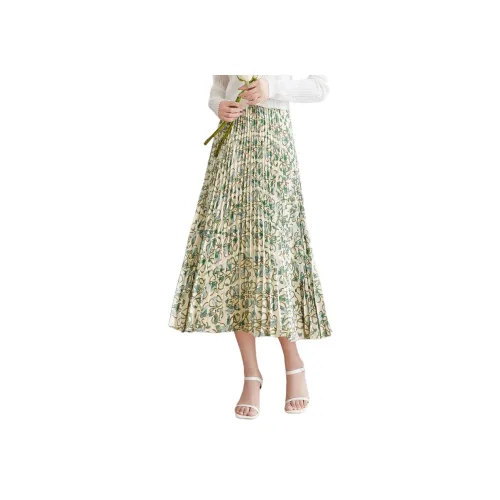 Mo Han Yi Mei Повседневный Длинный Юбка Женские Зеленый