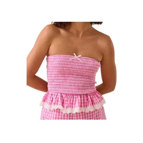 ALTAR'D STATE Lala GINGHAM Пышный Топ-трубка Без бретелей Топ Женский