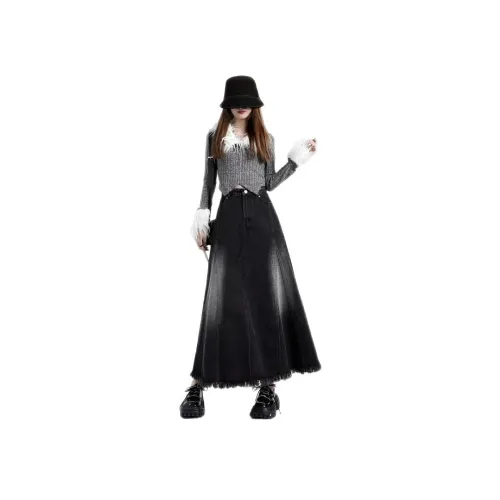 Wooden Rabbit Деним Длинный Юбка Женские