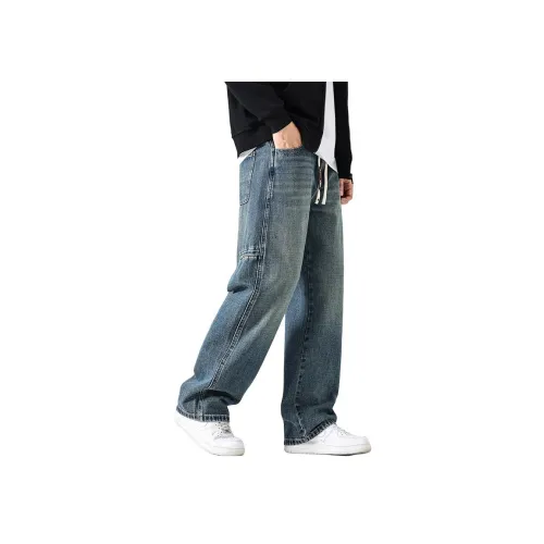 ZENGZHI Джинсы Свободный крой Прямой крой Унисекс