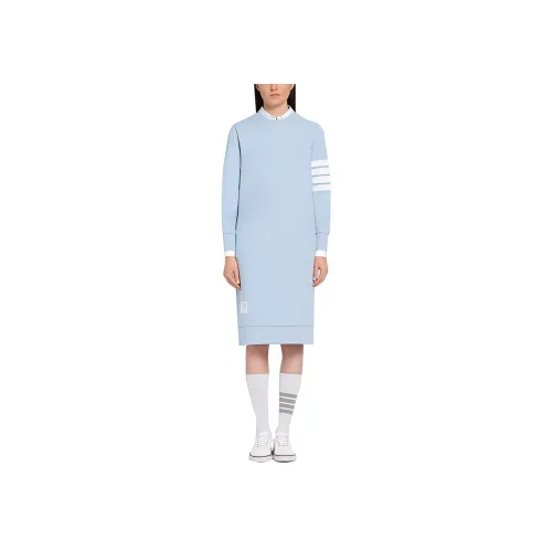 THOM BROWNE Светло-синий Женские Длинные Платья с Длинными Рукавами