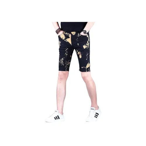 CHENYING Черный Желтый Мужские Джинсовые Шорты