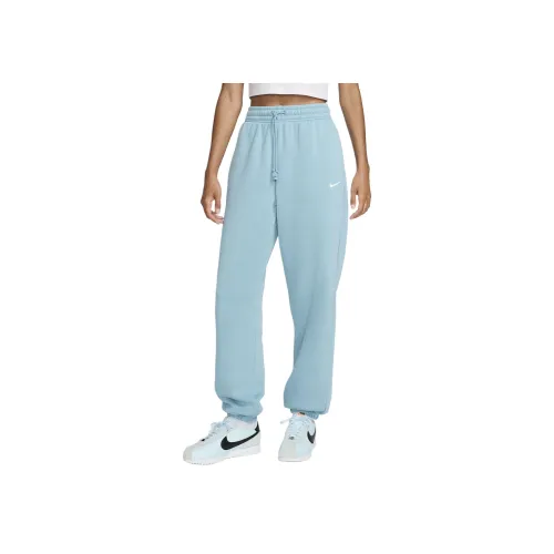 nike Sportswear Phoenix Fleece Вязаные Тренировочные Штаны Женские Джинсовый Синий Бирюзовый