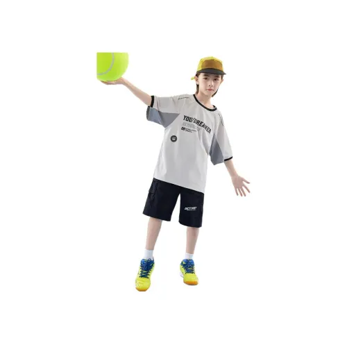 Youyou 1 Point Повседневная Спортивная Одежда Серый + Черный [Комплект] Детский