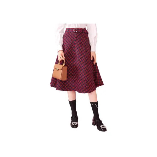 AIVEI Повседневный длинный юбка женский винтажный красный клетка