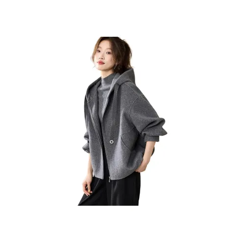 Mo Han Yi Mei Классическое Серое Женское Пальто