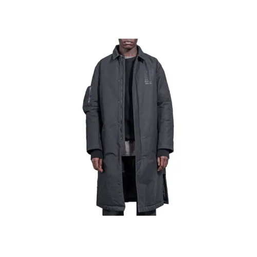 ISO.POETISM FW21 Однотонный Letters С капюшоном Свободный крой MID Длина Пуховая куртка Мужская Черная