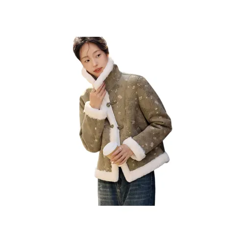 Mo Han Yi Mei Куртки Пальто Женские Зеленый