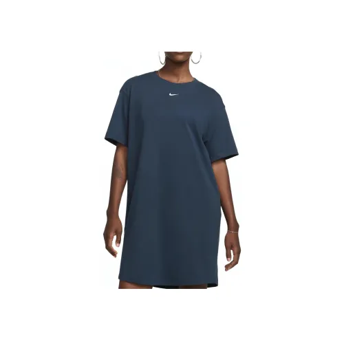 nike Короткий рукав Платье Женское Морской синий