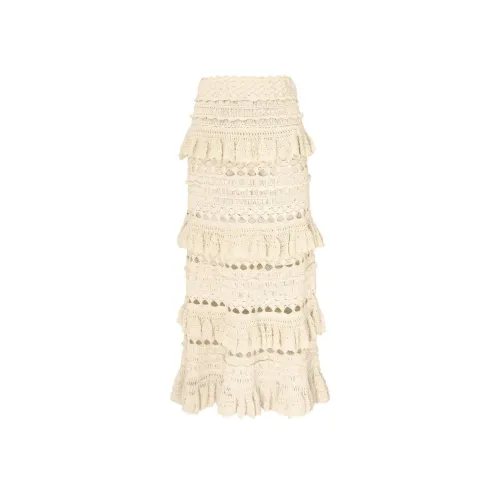 Zimmermann SS24 KNIT Длинная Юбка Женская Кремовая