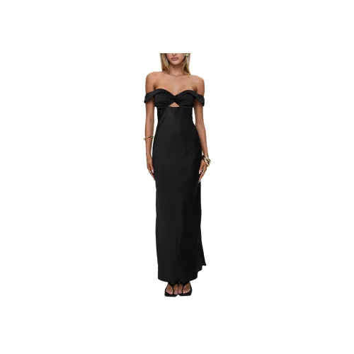 PRINCESS POLLY Rava Off The Shoulder Maxi Dress Slip Dress Women's BLACK Черный