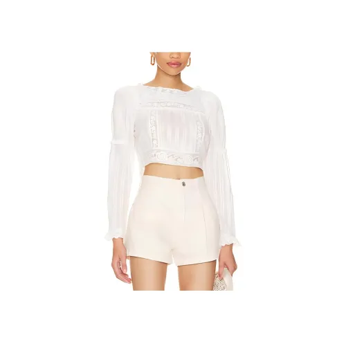 LOVESHACKFANCY КРОП ТОП Женский Белый