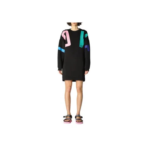 MOSCHINO Черное Женское Длинное Платье с Рукавами