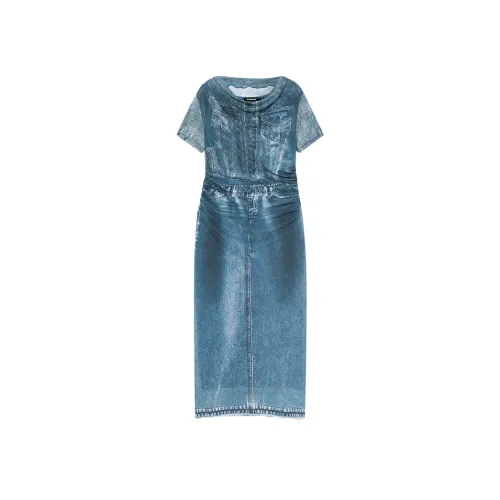 Desigual Blue с Print Женские Короткие Платья с Рукавами